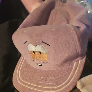 Purple Cap with Cartoon Eyes Embroidery